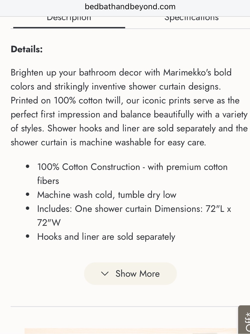 Marimekko Pieni Letto cotton shower curtain - Picture 3 of 7